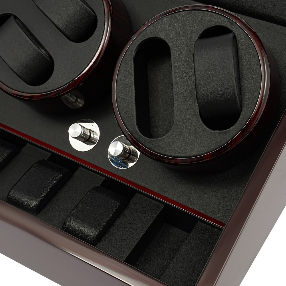 Black Automatic Watch Winder 8+9 Display Case Silent Watch Storage Box W 5 Modes