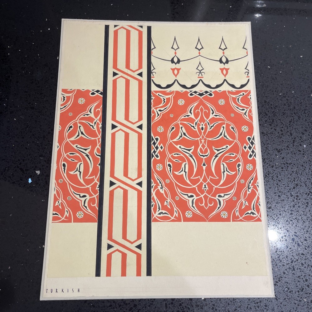 Frederick H Cork Original 1950’s interior architectural  design Pattern Turkish