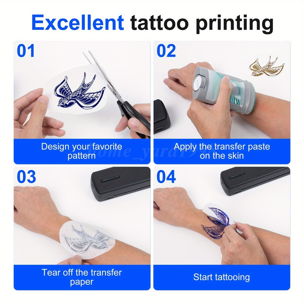 Support A4 Portable Printer Wireless Inkless thermal Printer Bluetoothe Black