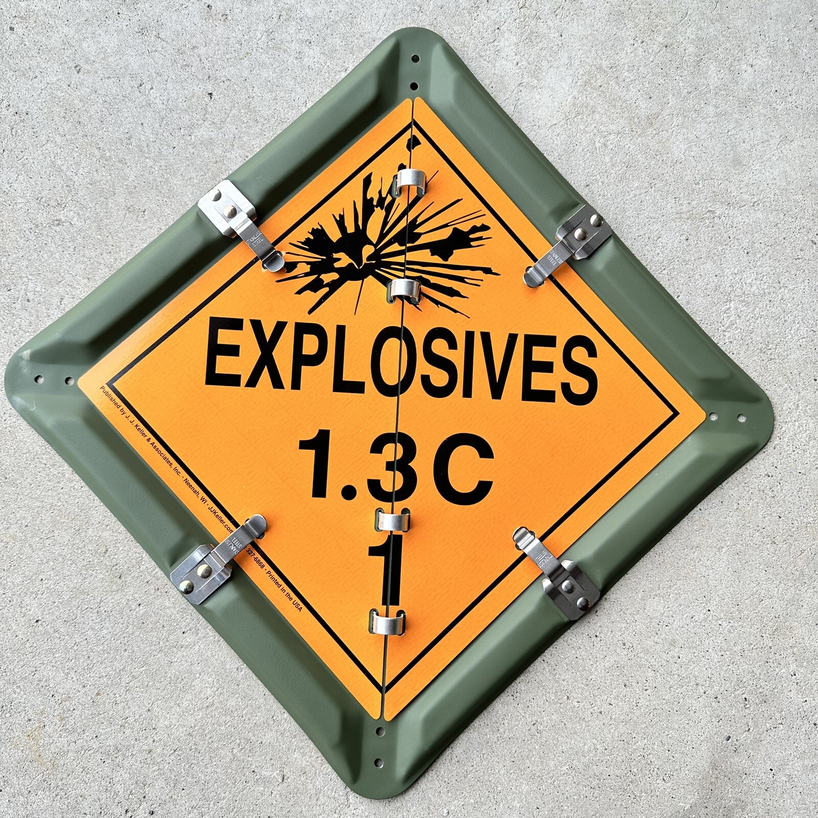 18.5” Full Metal EXPLOSIVES 1.3C US Military Placard Ordinance Truck Hazard Sign