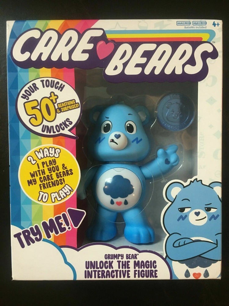 Care Bears Blue Grumpy Bear - Cloud 5'' Interactive Figure w/ Collector Coin