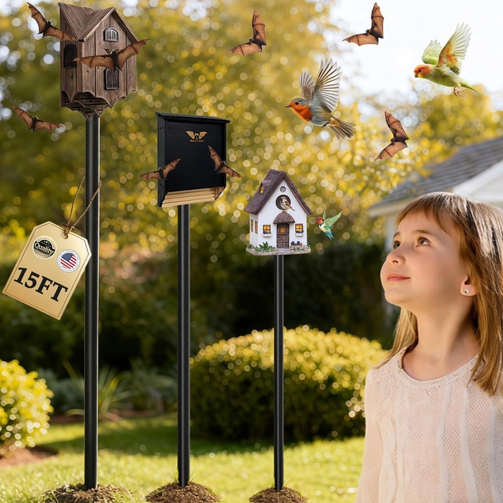 15ft Telescoping Bat House Pole with Ground Socket - Heavy Duty