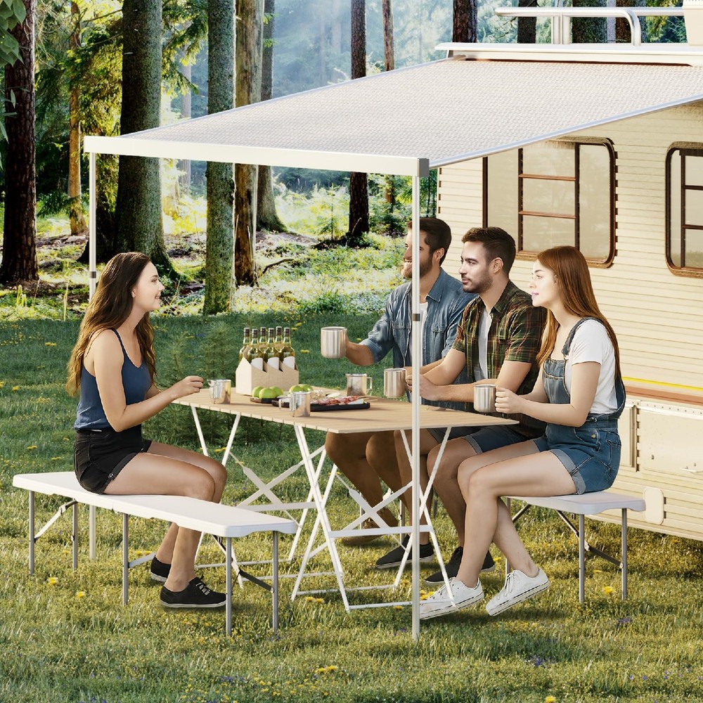 ✨2Pack Portable Folding Bench 6 Foot,Foldable Bench with Carrying Handle Camping