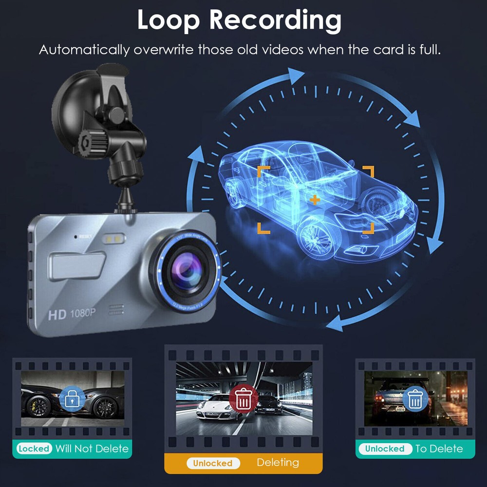 720P Dual Dash Cam Vehicle Recorder W/ Looping Function&Motion Detection Feature