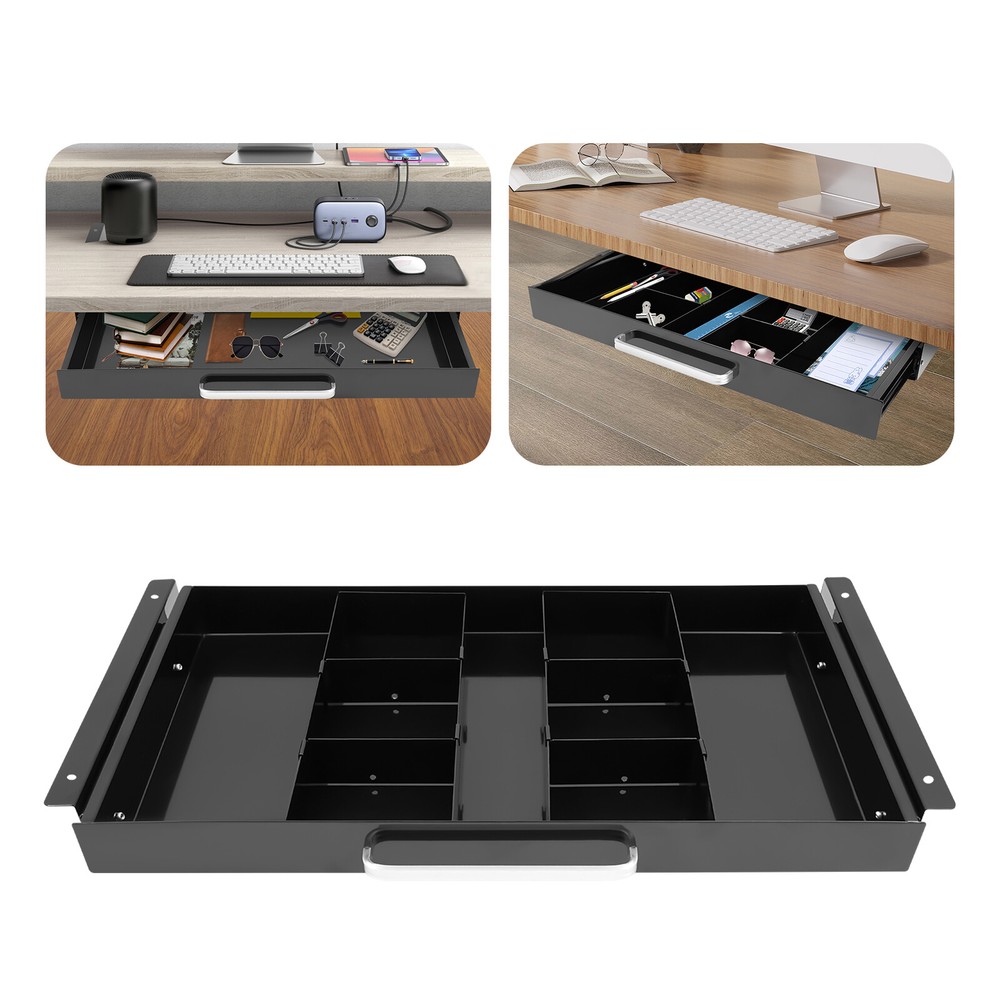 21.5” Under Desk Sliding Pull-Out Drawer Drawer Easy Slide Out Storage Organizer