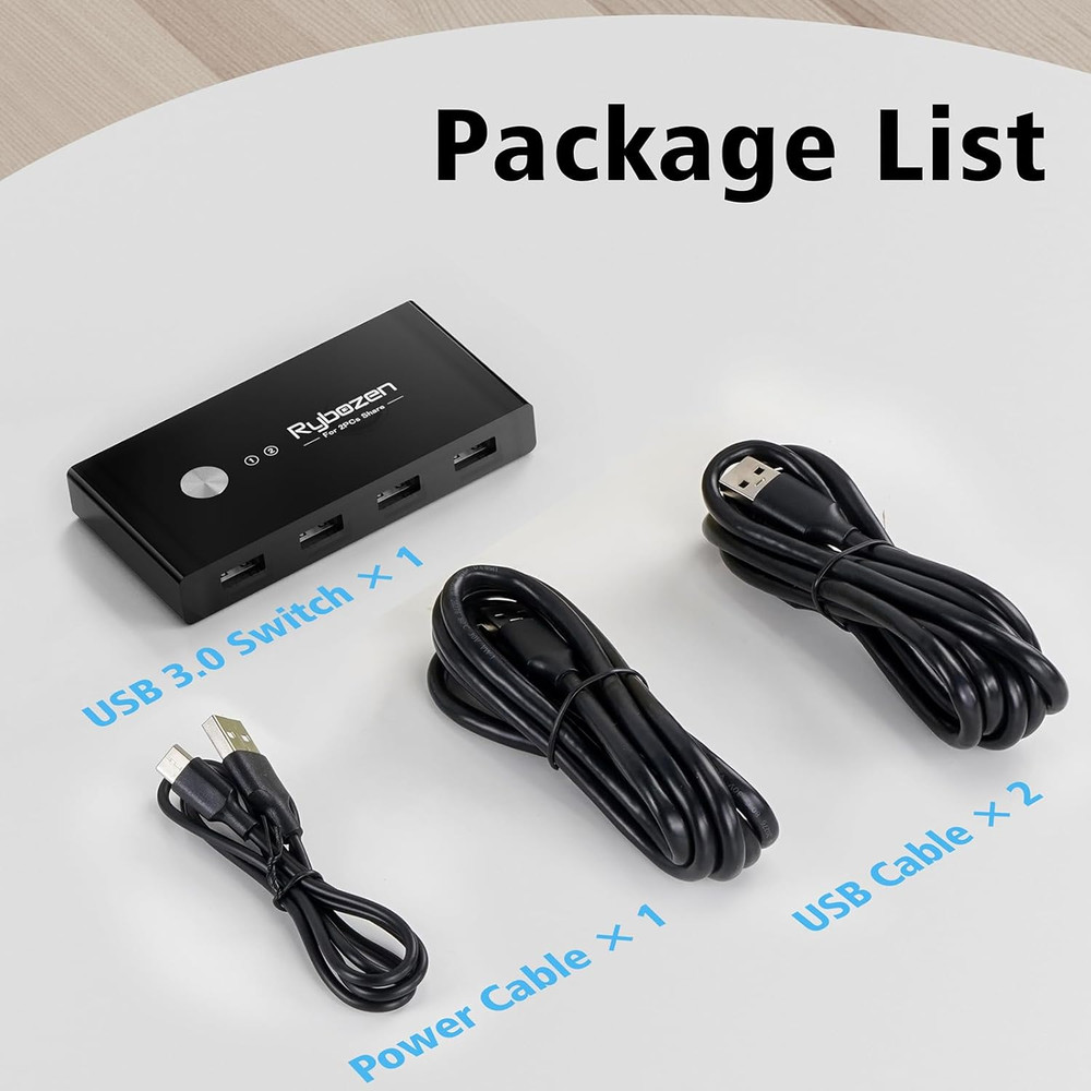 USB Switcher 2 Computers, USB Switch 2 PC Sharing 4 USB Devices, 2 in 4 Out with