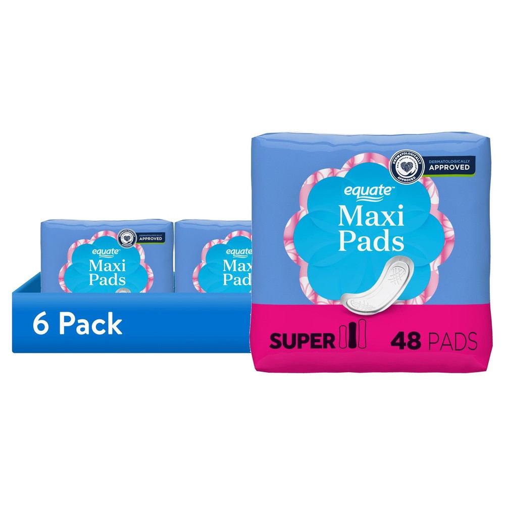 (6 Pack)  Maxi Pads, Super Absorbency, Size 2, 48 Count