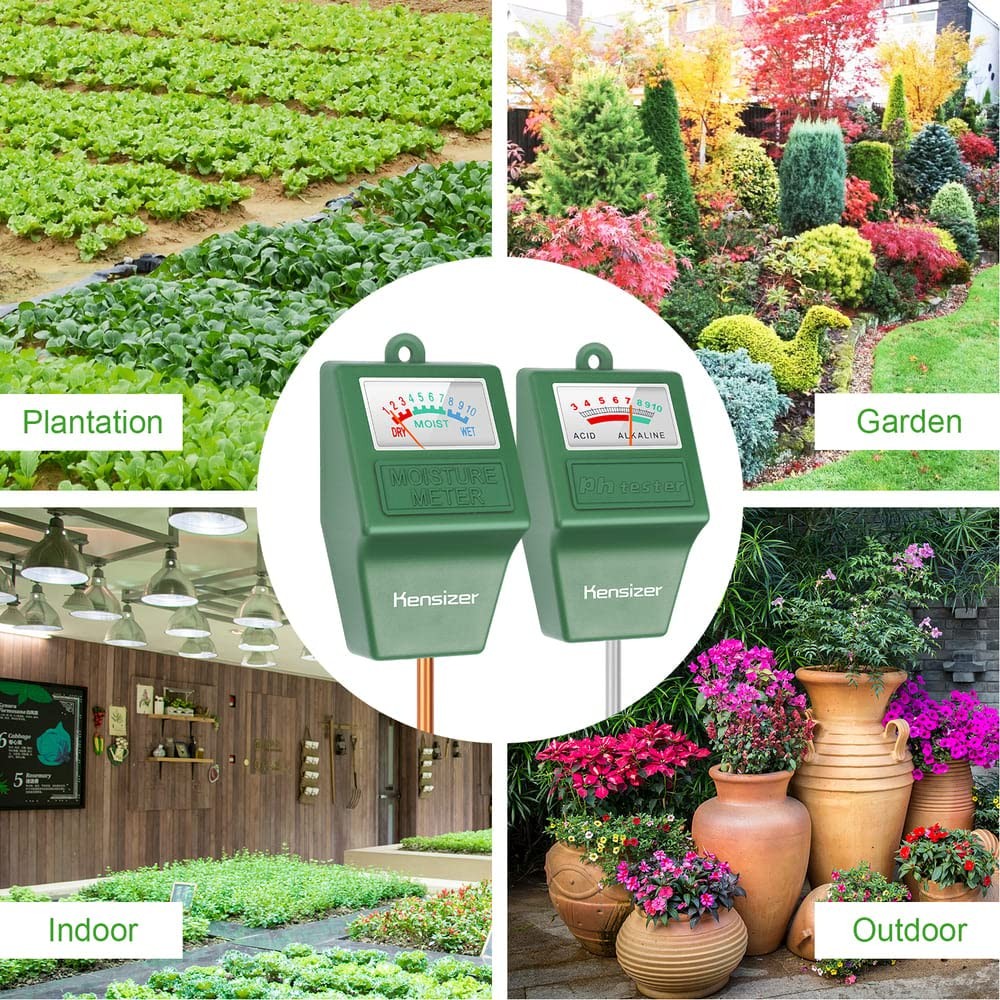 Kensizer Soil Tester, Moisture/pH Meter, Green