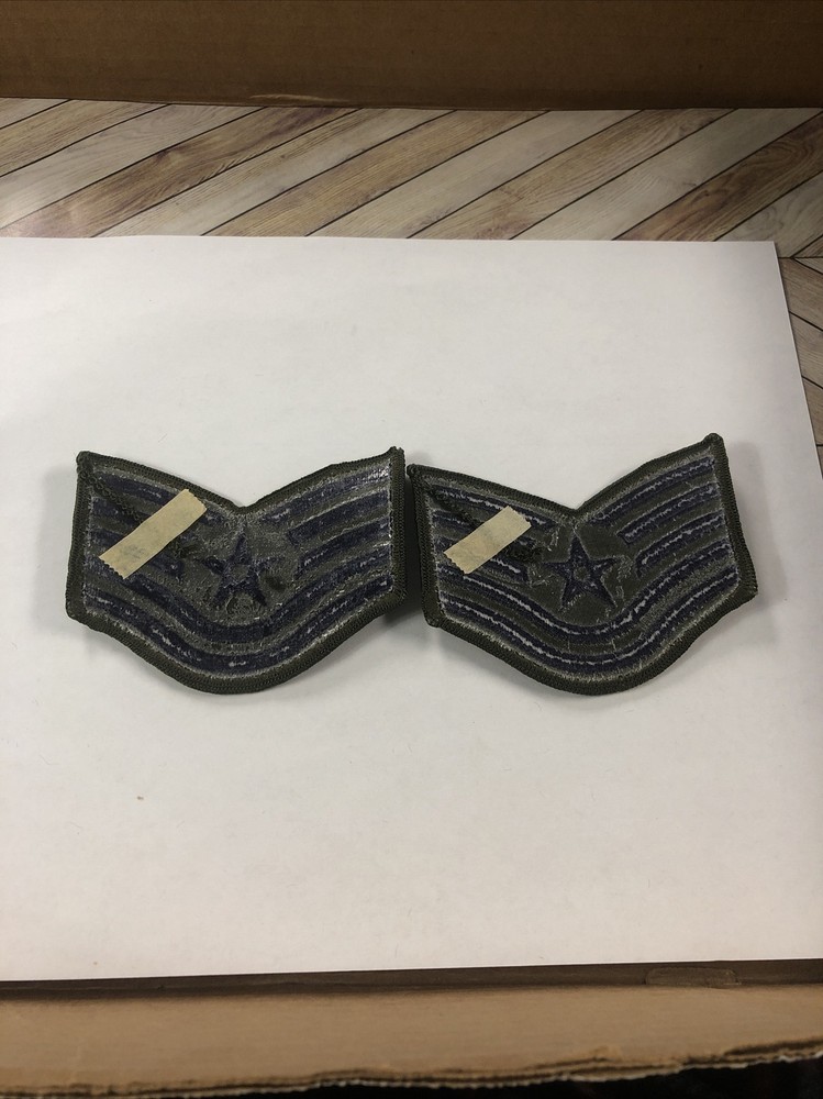 Pair (2) U.S. Air Force Subdued Green Enlisted Insignia E6 Technical Sergeant