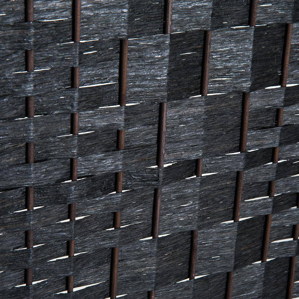 6 Ft Tall Black Wicker Weave 4 Panel Room Divider Privacy Screen