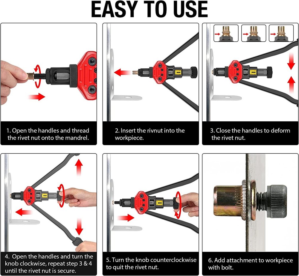Rivet Gun Kit Rivnut Thread Setting Tool Nut Setter NutSert Metric SAE Riveting