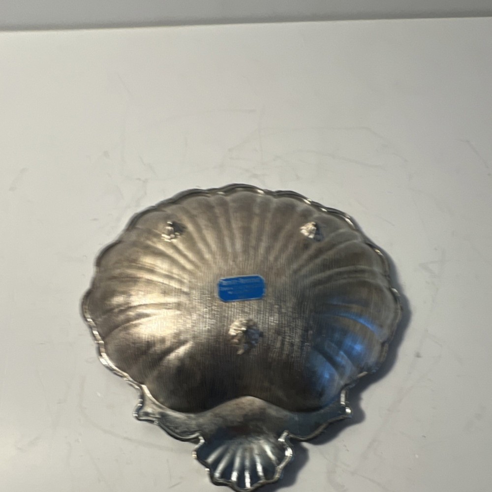 Antique Silverplate Shell Shaped Bowl Dish Ornate Footed Shell Bowl