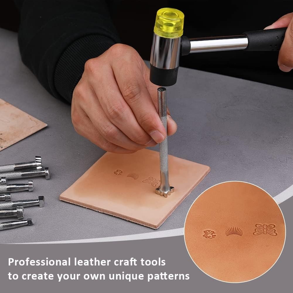 Versatile Leather Stamping Kit for Beginners - 21 Tools & Easy-to-Use Hammer