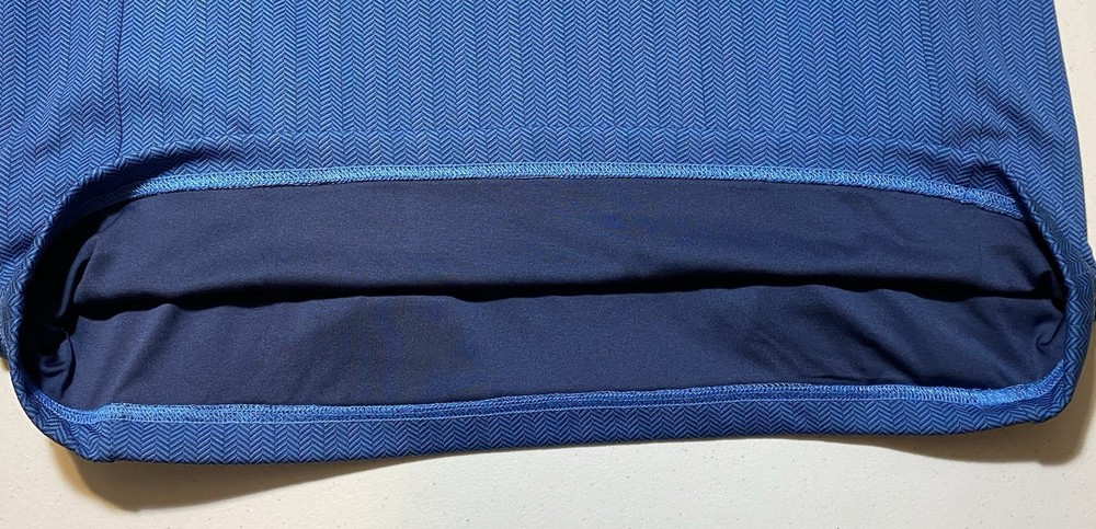 Greg Norman Play Dry 1/4 Zip Pullover M Medium Vest LINED Blue Herringbone