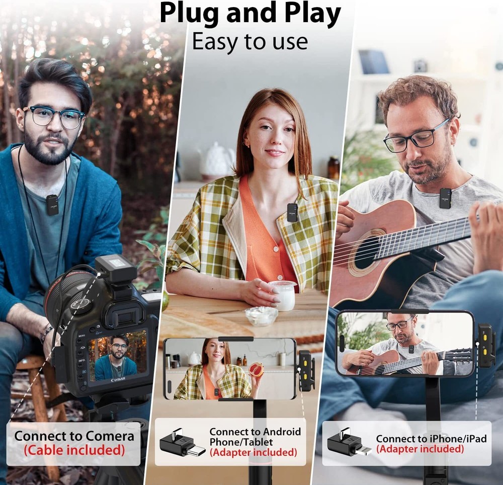 Wireless Lavalier Microphone System for DSLR Cameras/iPhone/Android FULAIM X5