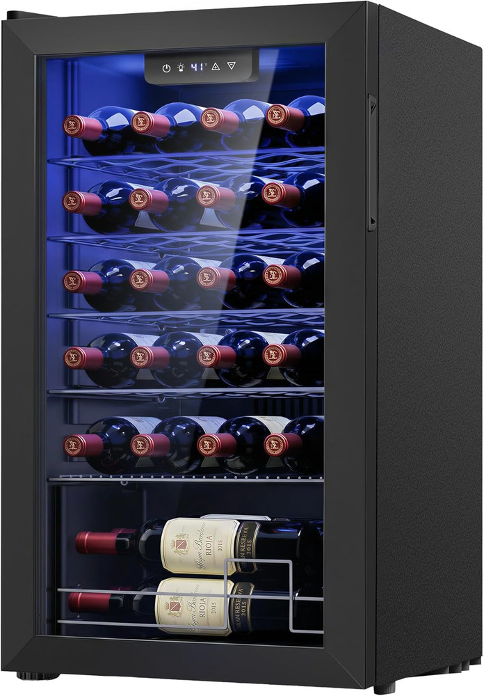 25 Bottle Compressor Wine Cooler Refrigerator, Freestanding Wine Cellar with 41-
