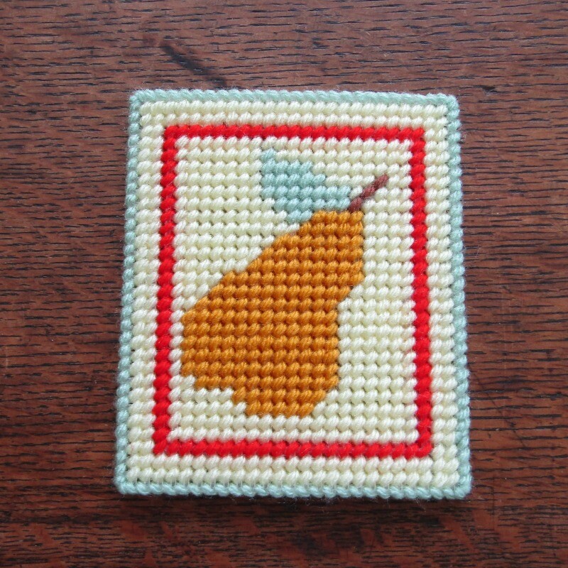 Fruit Design Beverage Coasters in Handmade Needlepoint. Home Decor. Table Decor