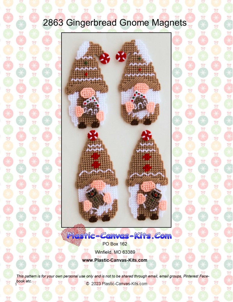 Gingerbread Gnome Magnets- Plastic Canvas Pattern or Kit
