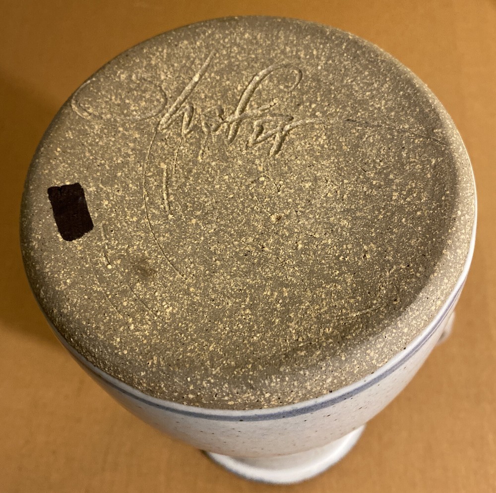 Light Colored Pottery Pitcher With Leaf Design Signed 8 1/4" (See Description)