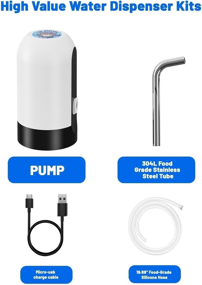 Rechargeable 5 Gallon Water Dispenser with Fast Pumping & Silicone Lid Included