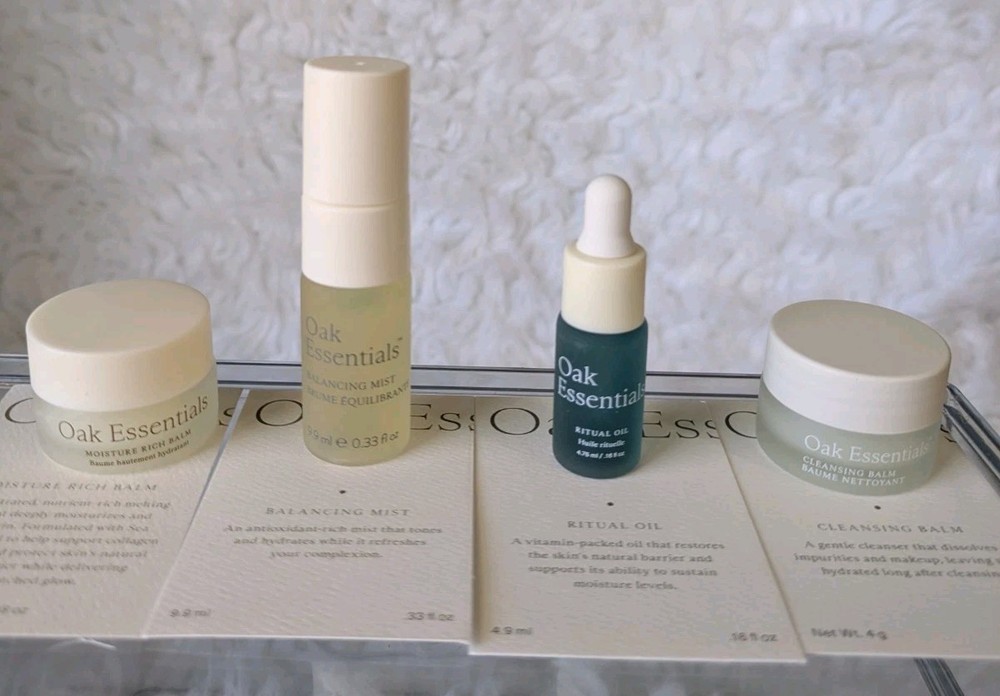 Oak Essentials Mini Routine 4pc Skincare Set Brand New