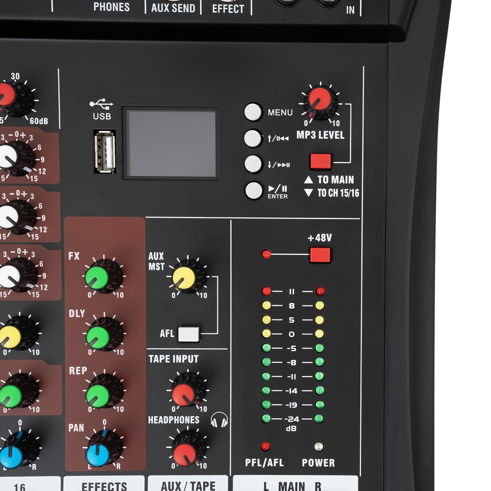 16-Channel Professional Mixer with Bluetooth, DSP & USB Connectivity