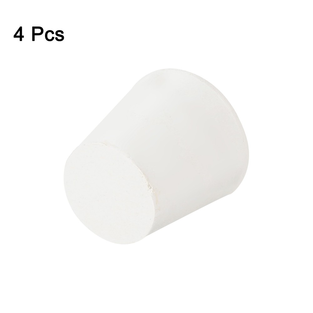 4Pcs Solid Rubber Stoppers White 5# Tapered Lab Plugs 29x22x28mm