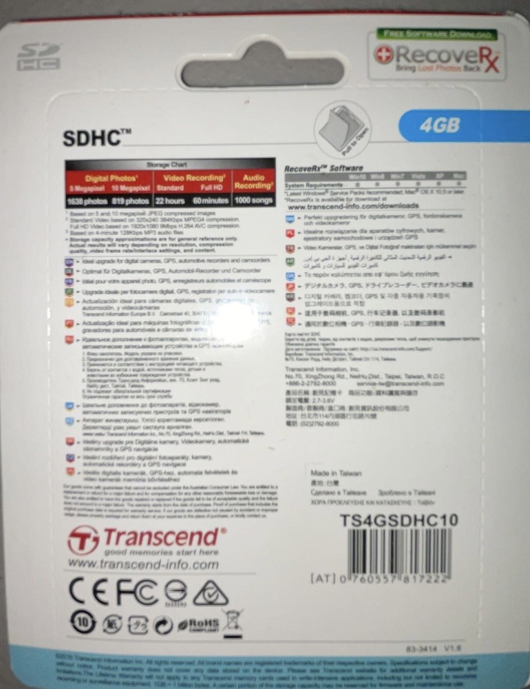 Transcend Ultimate - Flash memory card - 4 GB - Class 10 - SDHC