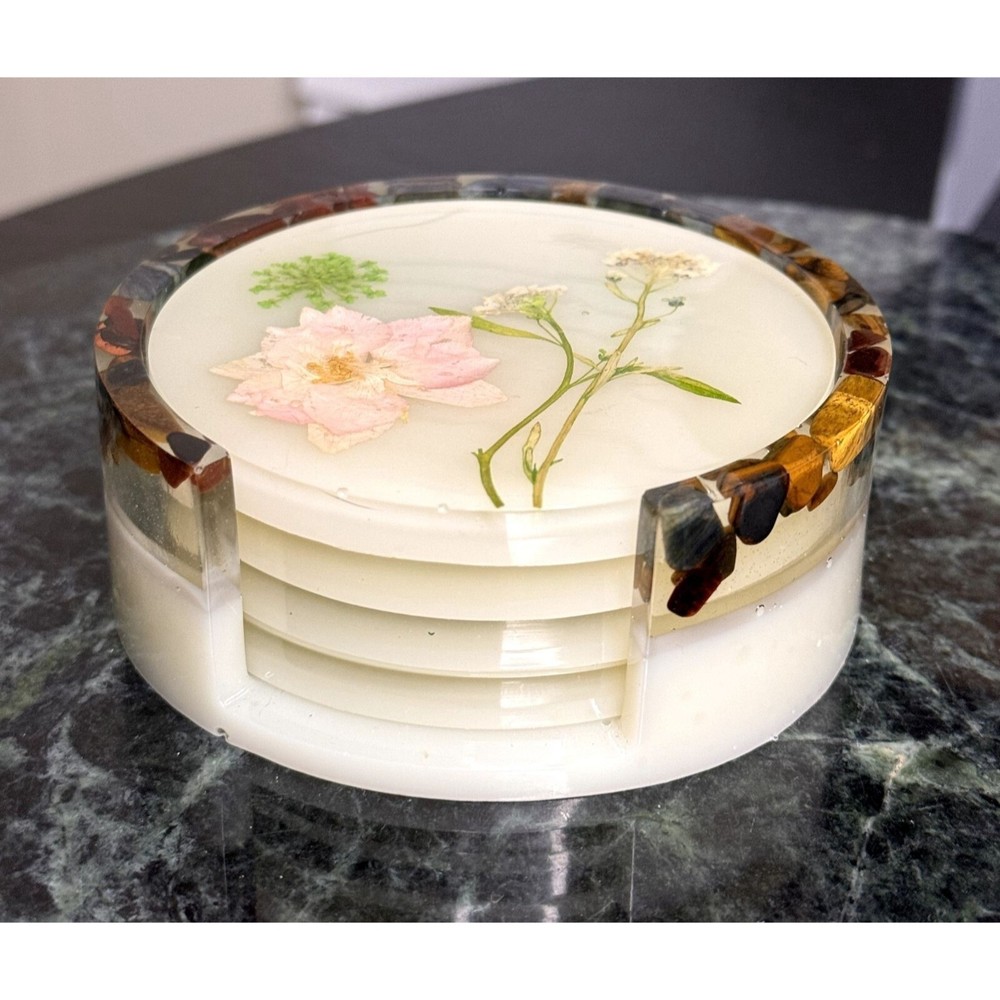 Flower Coaster Set (Set Includes 4 Coasters & Holder)