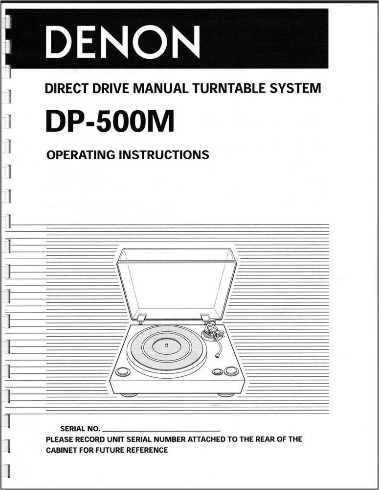 Denon DP-500M Turntable Owners Manual