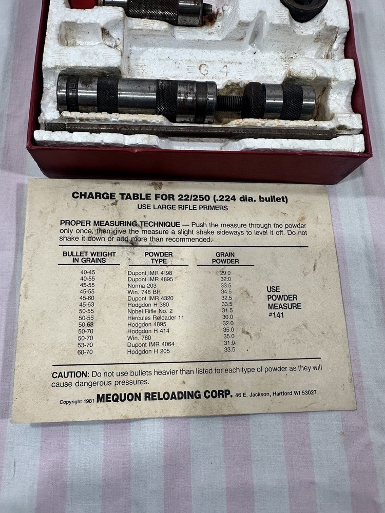 Mequon reloading RIFLE RELOADER 22-250 CAL.