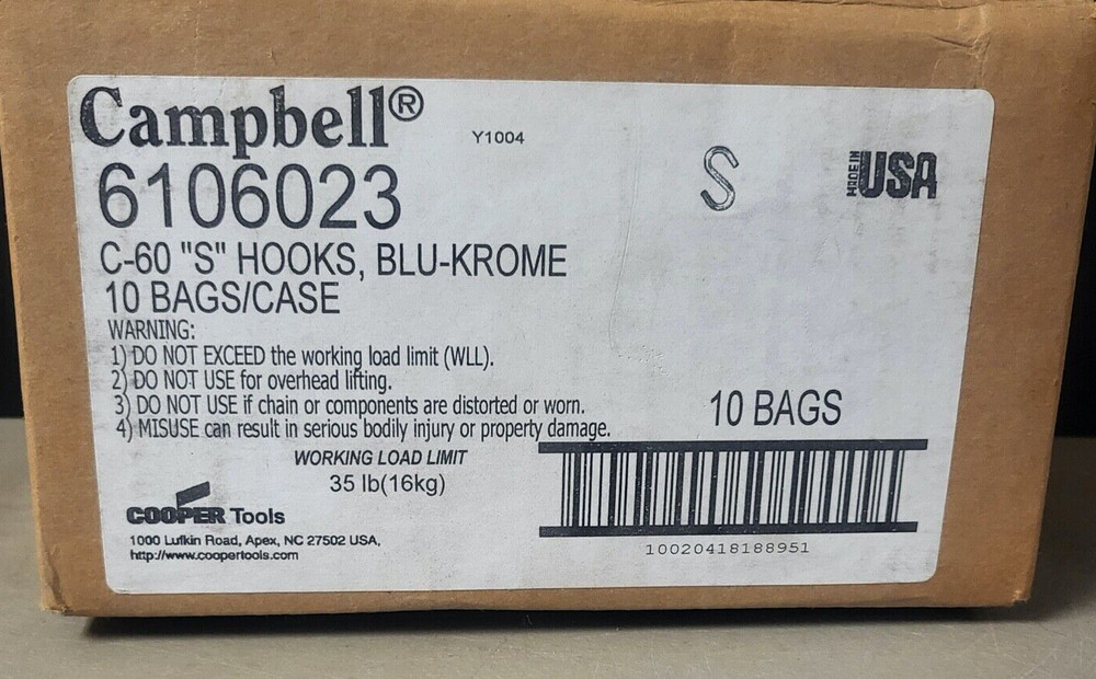 Campbell S Hooks Blu-Krome Case 10 Bags per Case