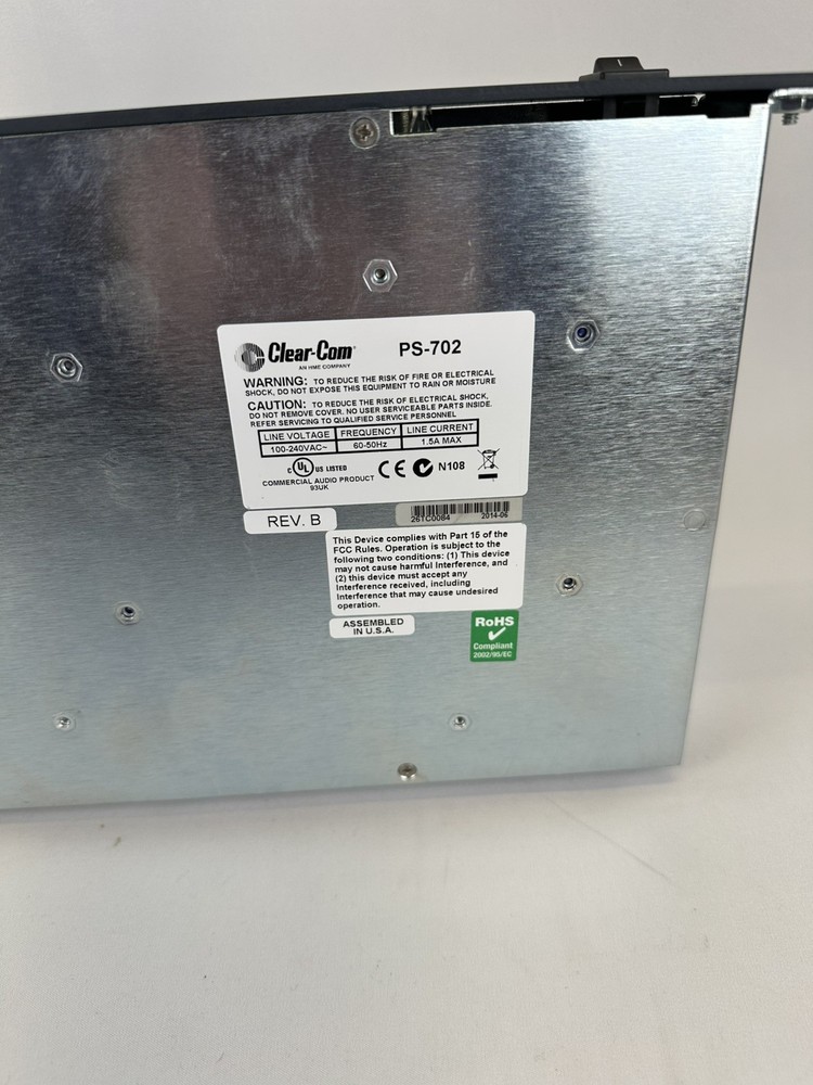 CLEAR COM 2 CHANNEL POWER SUPPLY PS-702 INTERCOM