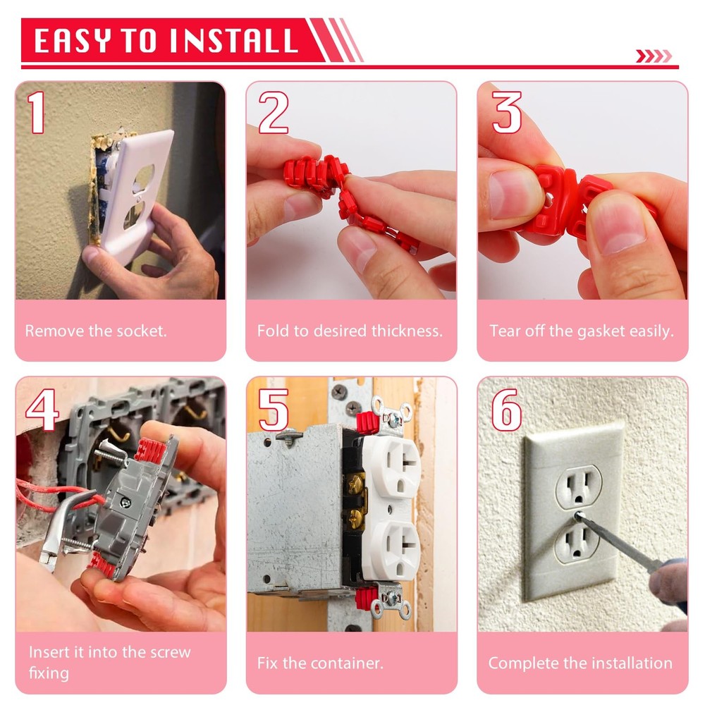 48 Pcs Switch and Receptacle Spacers, Plastic Receptical Red