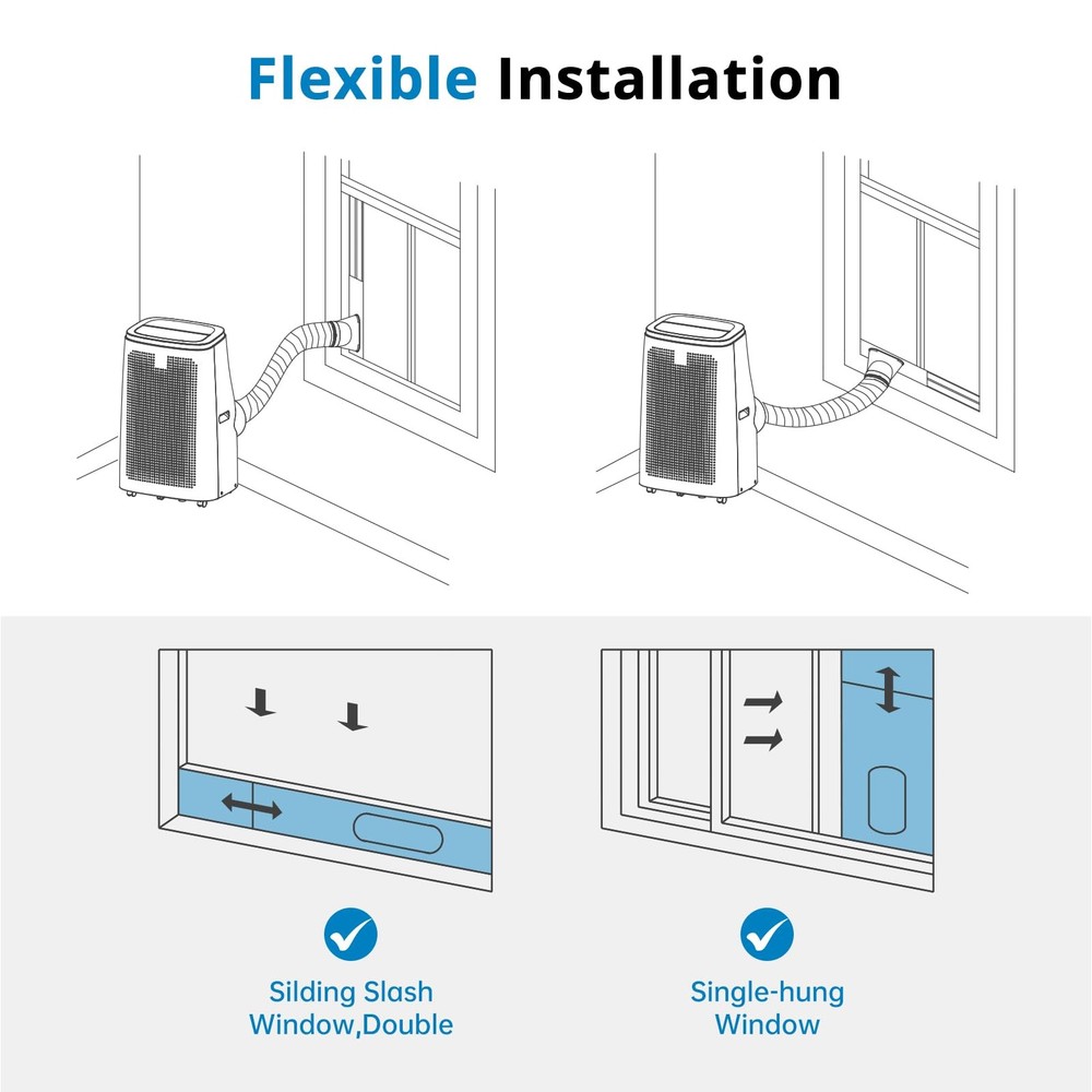 Portable Air Conditioner 14000 BTU Remote Control Quiet 24H Timer Window Kit
