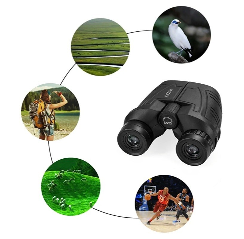 Occer - 12x25 Compact Binoculars with Clear Low Light Vision Large Eyepiece