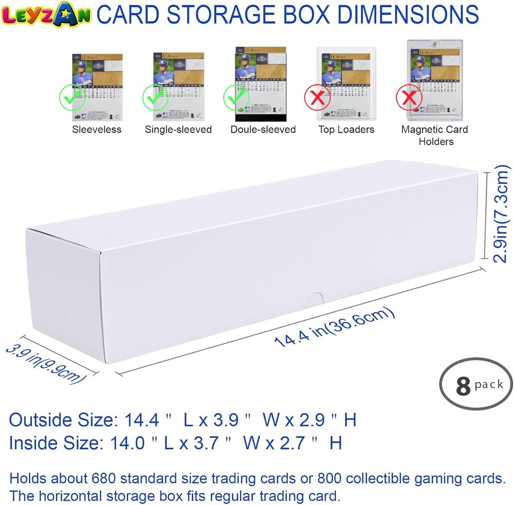 Trading Card Storage Boxes,8-Pack • Includes Dividers and Labels,14.4-inch Width