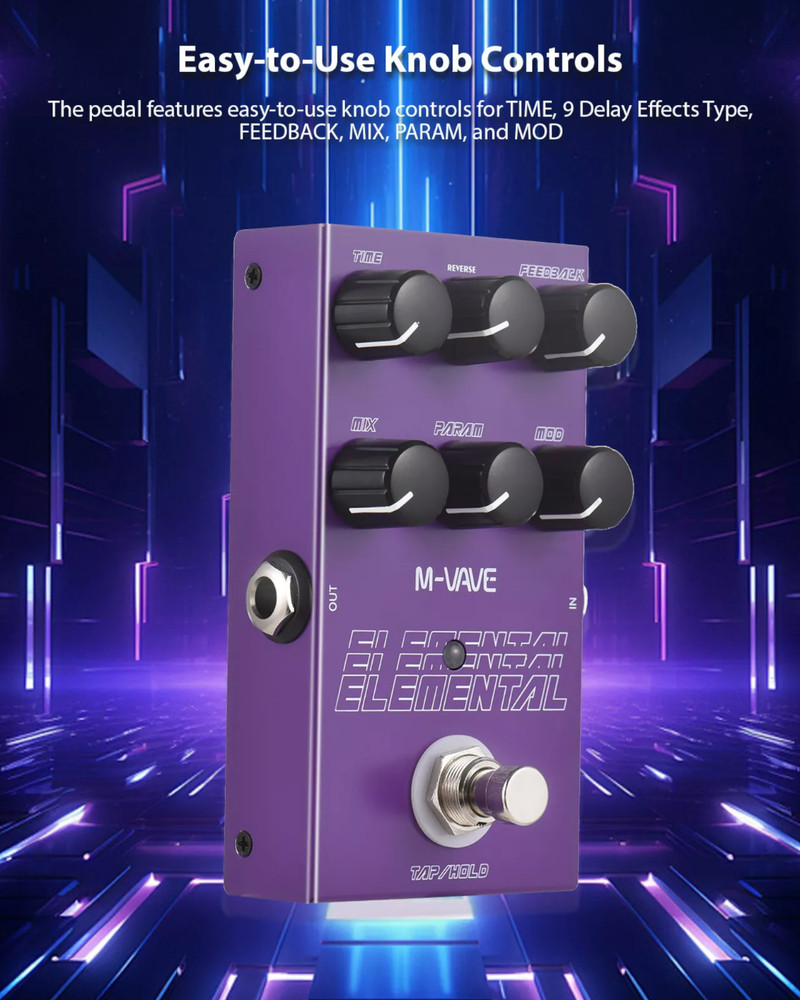 M-Vave Elemental Guitar Delay Effects Pedal / 9 Delay Effects