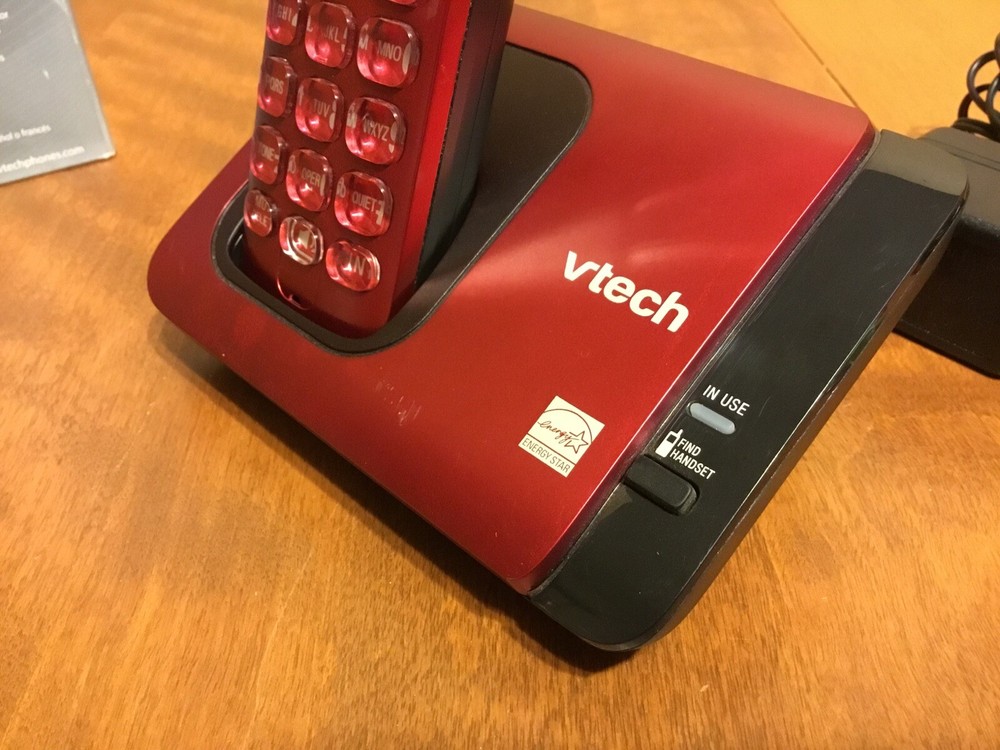 Red VTECH Cordless CS6719-16 Phone System Caller ID / Waiting Tested & Working