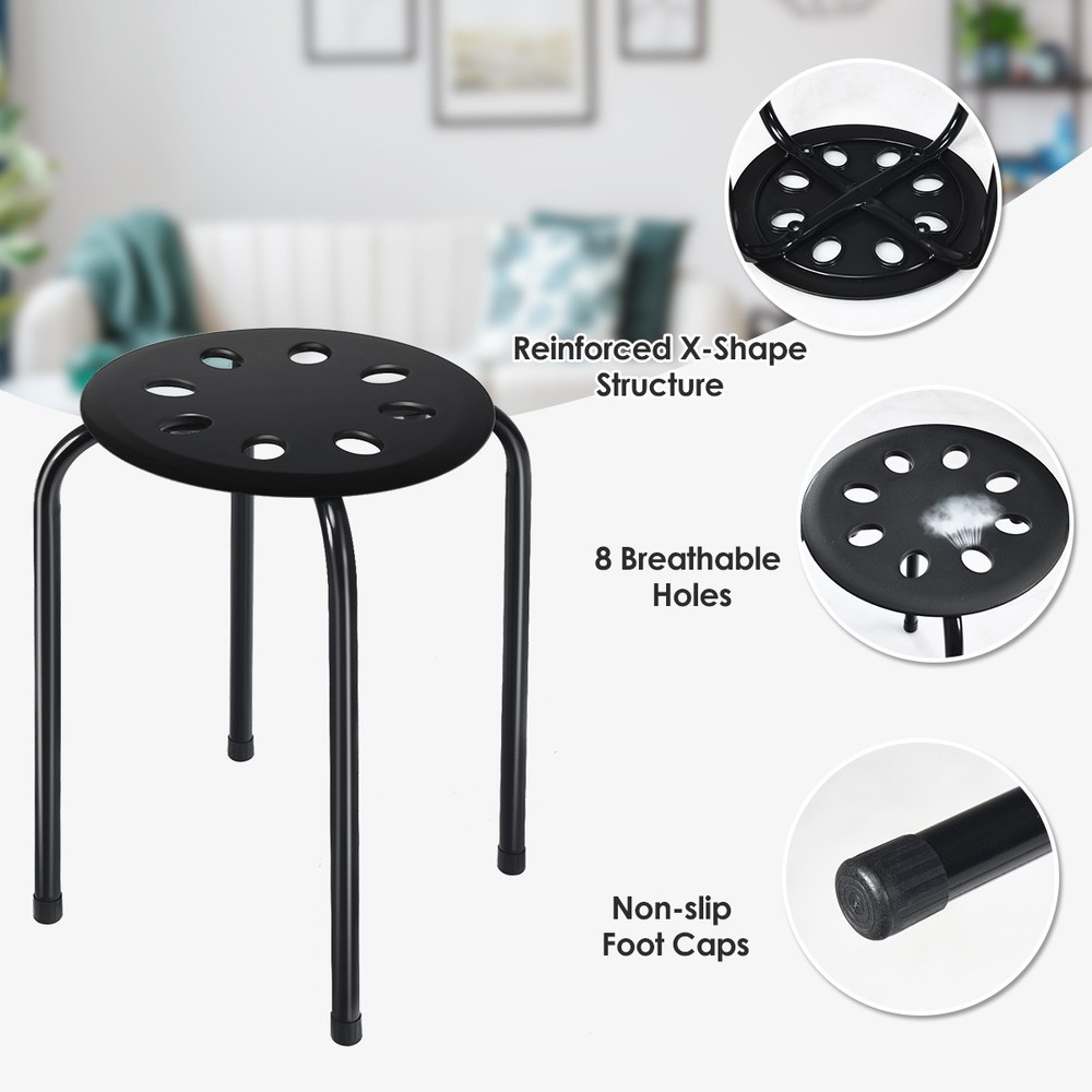 Set of 6 Portable Plastic Stack Stools 17.5" Height Backless Classroom Seating