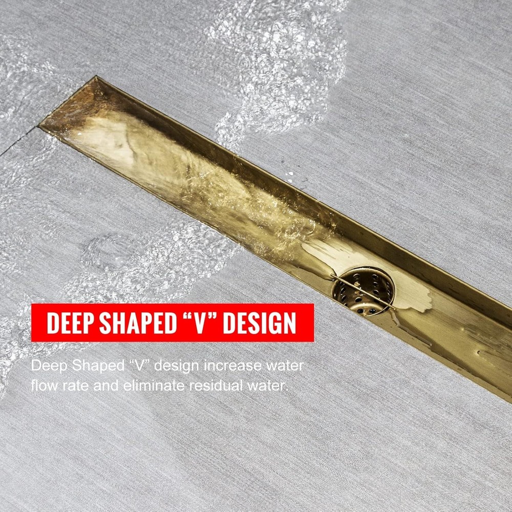 24" Linear Shower Drain Gold Shower Drain (2921)