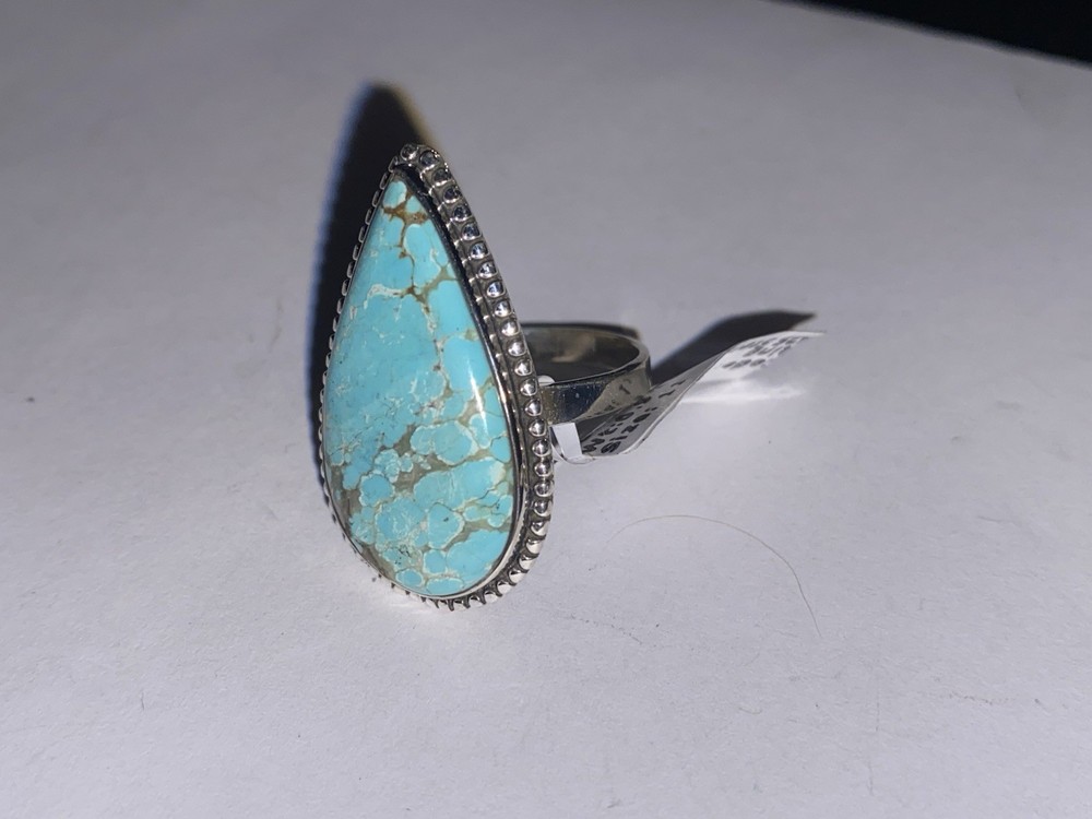 sterling silver stunning #8 turquoise ring size 11 adjustable new