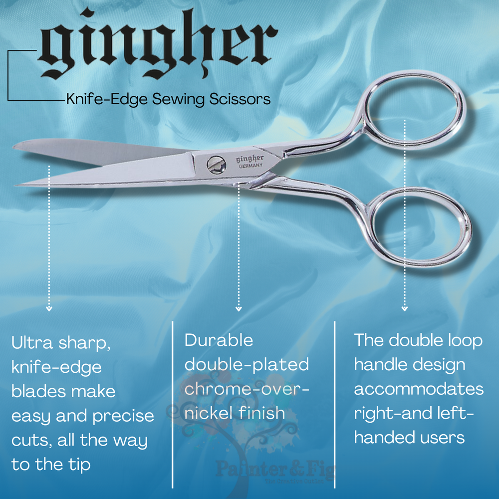 Gingher 5" Sewing Scissors - Knife-Edge Blades, Durable, Craft Scissors