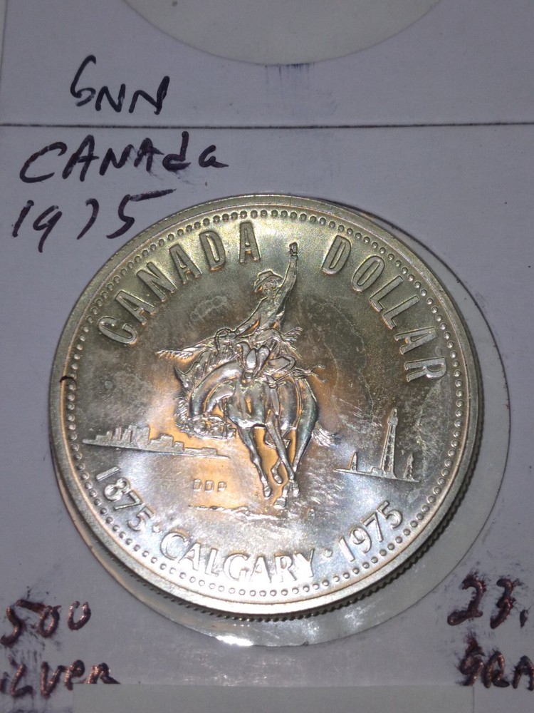 1975 CANADA CALGARY CENTENNIAL .500 SILVER DOLLAR COIN 24C346 bb2