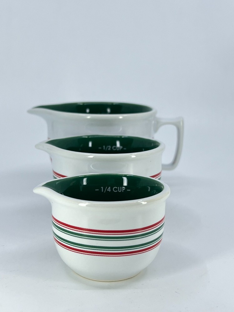 3pc Chantal Measuring Cups Nesting Bowls Stackable Striped 1 cup, .5 cup 1/4 cup