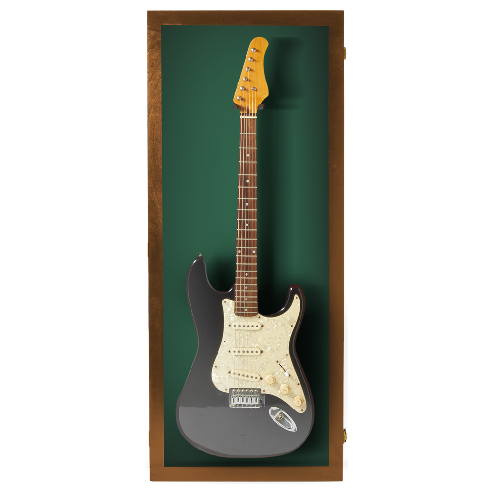 Guitar Display case Walnut Finish Hardwood Guitar display case w/ Felt Options