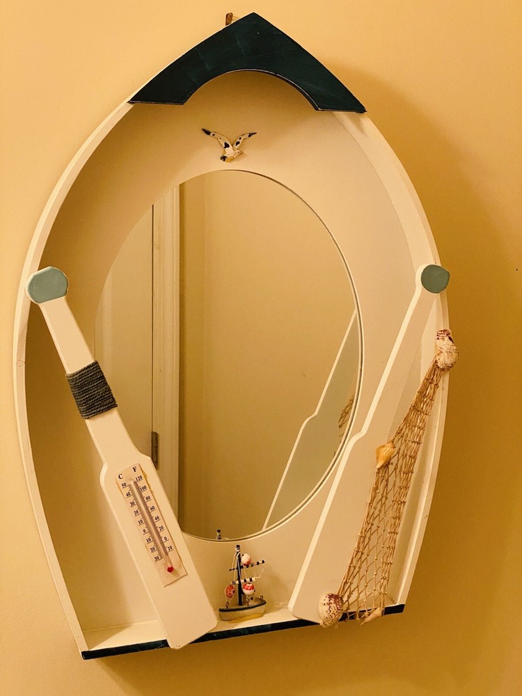 Nautical Boat Shape Mirror 24”X18”x2.5” For Bathroom
