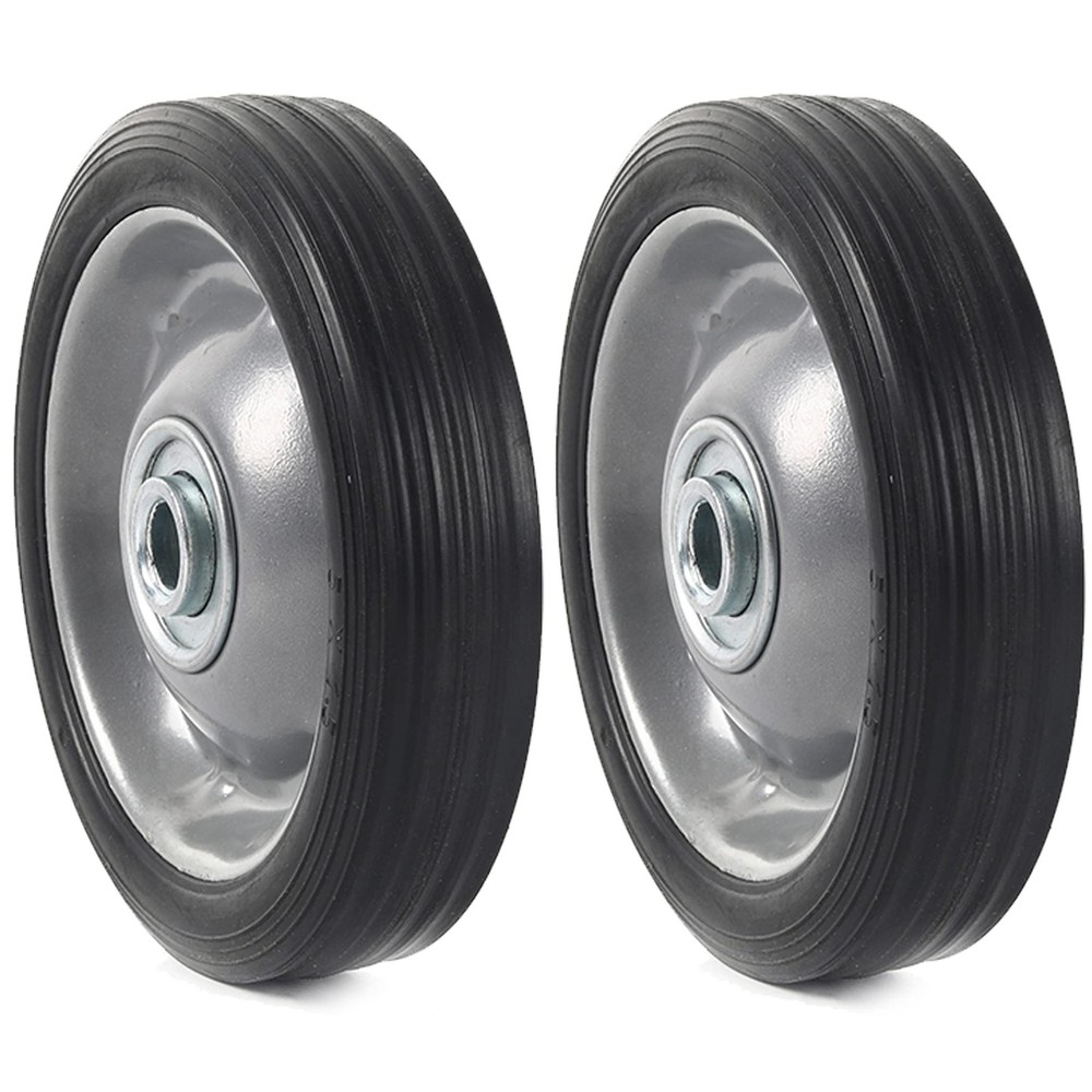 AR-PRO (2-Pack) 5" x 1.2" Flat Free Solid Rubber Wheel 5"x1.2, Metallic