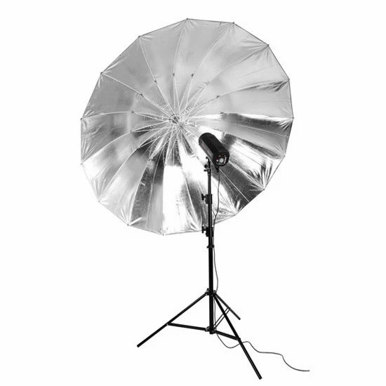 57" Strobe Speedlight Flash Reflector Silver Black Reflective Parabolic Umbrella