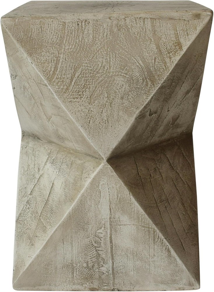 Stylish Light Gray Concrete Side Table with Abstract Design - No Assembly Needed